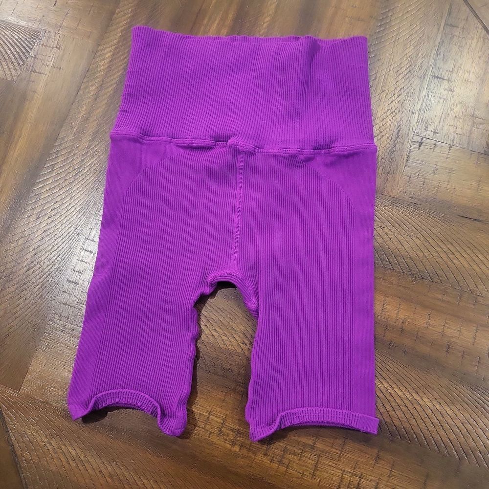 Free People Happiness Runs Shorts Ribbed Vivid Violet M/L